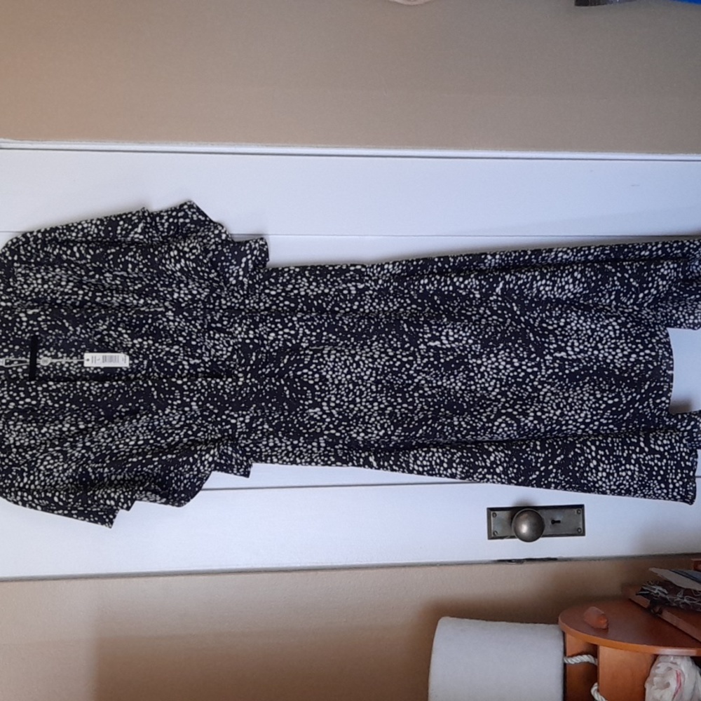 Max Studio  Retro chiffon black with polka dots midi dress L